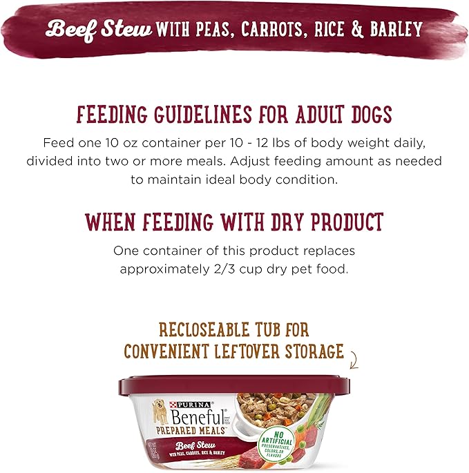 Purina Beneful Gravy Wet Dog Food, Prepared Meals Beef Stew - (8) 10 oz. Tubs