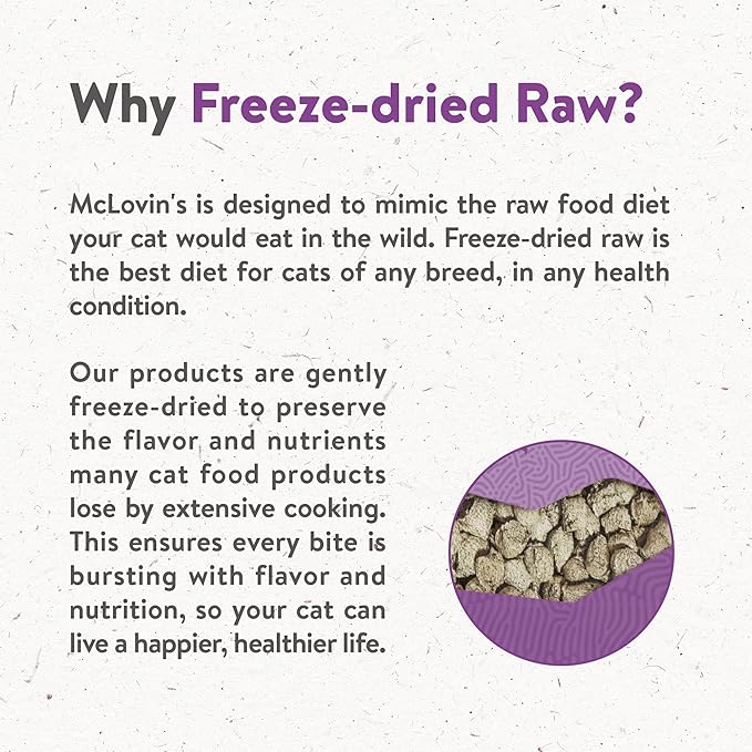 McLovin's Freeze Dried Cat Food, Puurfect Poultry Recipe (14 oz) - Premium Raw, Grain and Gluten Free - Made in North America - an Ideal Meal or Cat Food Topper, for All Ages and Sizes