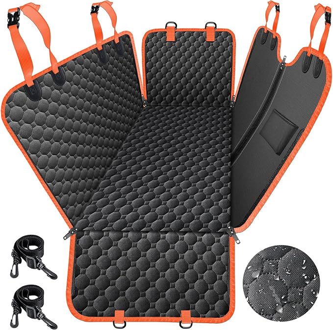 Mancro Dog Car Seat Cover for Back Seat, Waterproof Car Seat Protector for Dogs with Side Flaps, Scratchproof Dog Backseat Cover, Durable Nonslip Dog Hammock for Sedans, Trucks, SUVs, Standard