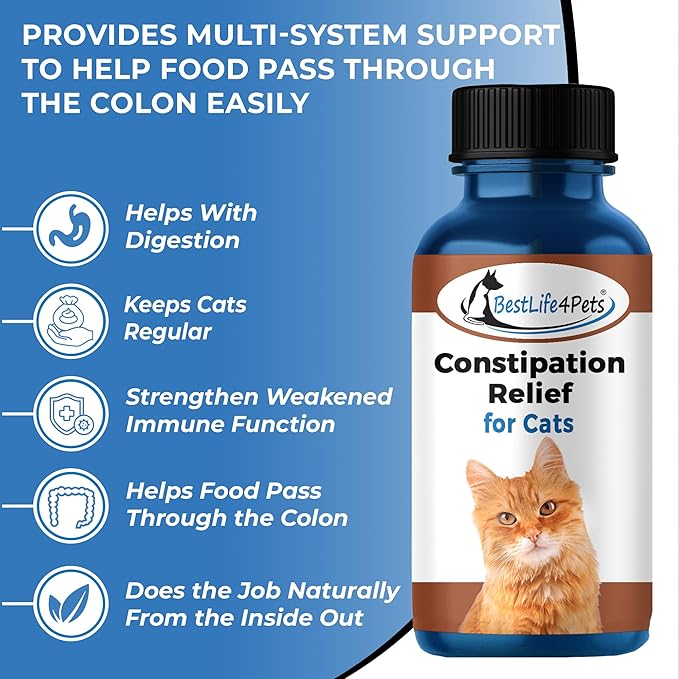BestLife4Pets - Cats Constipation Relief and Stool Softeners - Natural Health Supplements to Help Digestion, Gas Relief and Constipation - Allergy Laxatives for Cats- Pills