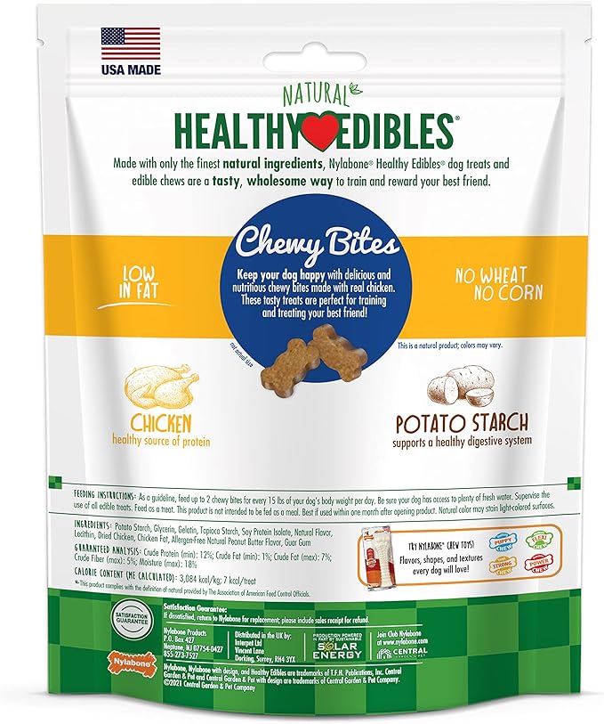 Nylabone Healthy Edibles Chewy Bites Dog Training Treats Chicken 6 oz.