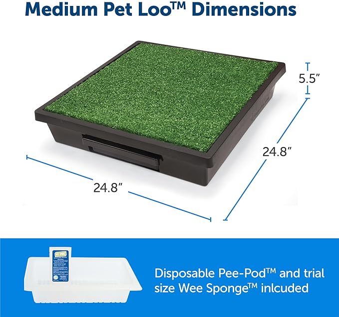 PetSafe Pet Loo Portable Dog Potty - Pet Toilet Alternative for Puppy Pads - Medium - Perfect for House Training - Easy-to-Clean Grass Mat