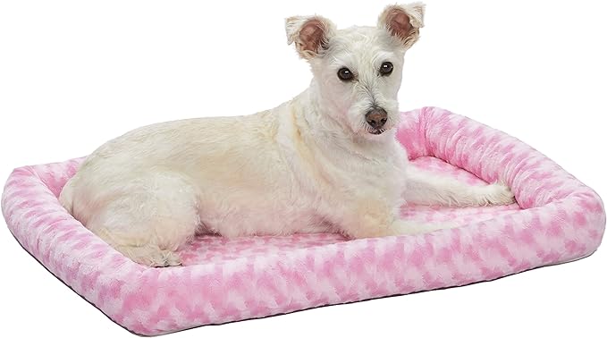 MidWest Homes for Pets Bolster Dog Bed 30L- Inch Pink Dog Bed or Cat Bed w/ Comfortable Bolster | Ideal for Medium Dog Breeds & Fits a 30-Inch Dog Crate | Easy Maintenance Machine Wash & Dry