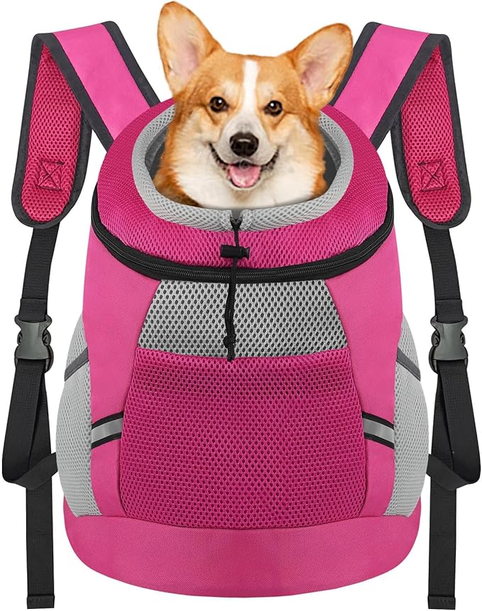 Dog Backpack Dog Carrier Backpack Pet Backpack Dog Carriers for Medium Breathable Pet Backpack Carrier Design with Reflective Safe Dog Backpack Carrier for Medium Medium Dogs Carrier Pink L