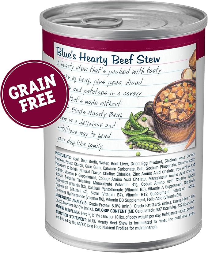 Blue Buffalo Blue's Stew Grain-Free Wet Dog Food, Made with Natural Ingredients, Hearty Beef Stew, 12.5-oz. Cans (12 Count)