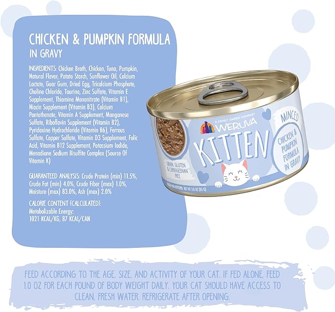 Weruva Kitten, Chicken & Pumpkin Formula in Gravy, 3oz Can (Pack of 12)