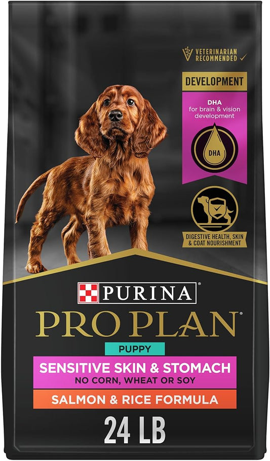 Purina Pro Plan Sensitive Skin and Stomach Dog Food Puppy Salmon and Rice Formula - 24 lb. Bag