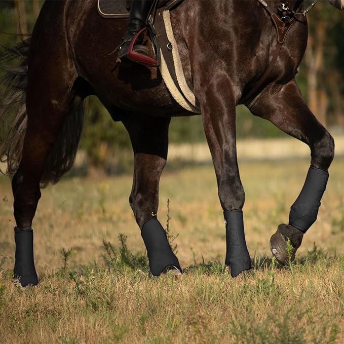 Harrison Howard Horse Sport Medicine Front Shock-Absorbing Boots All-Round Lower Limb Protection & Support Sport Boots Athletic Boots Perfect for Endurance Training and Performance Piano Black L