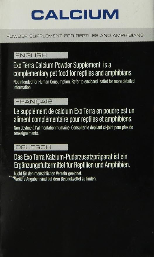 Exo Terra Calcium Powder Supplement for Reptiles and Amphibians, 3.2 Oz., PT 1851