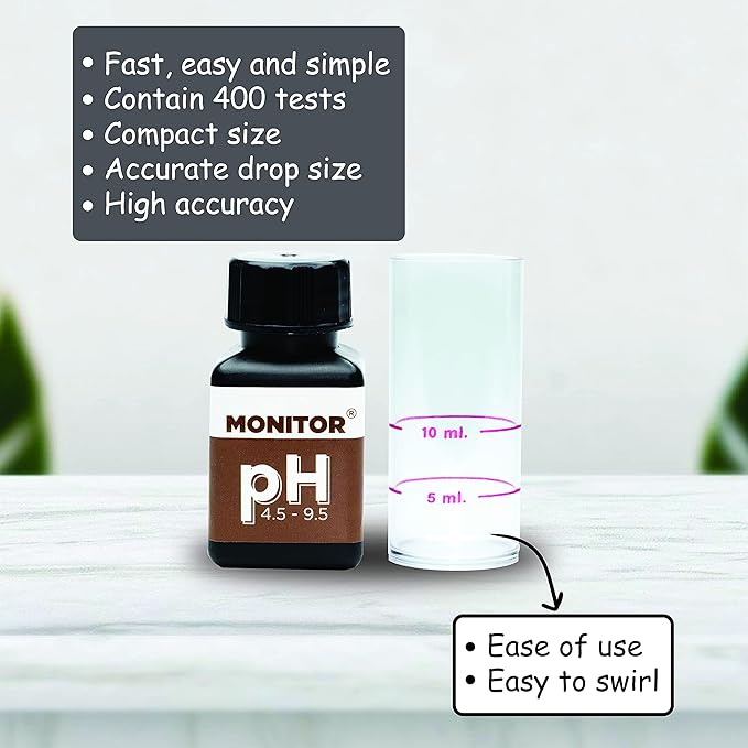 Monitor pH 4.5-9.5 Test KIT (400 Tests) - Monitor Aquarium and aquaculture Water Quality