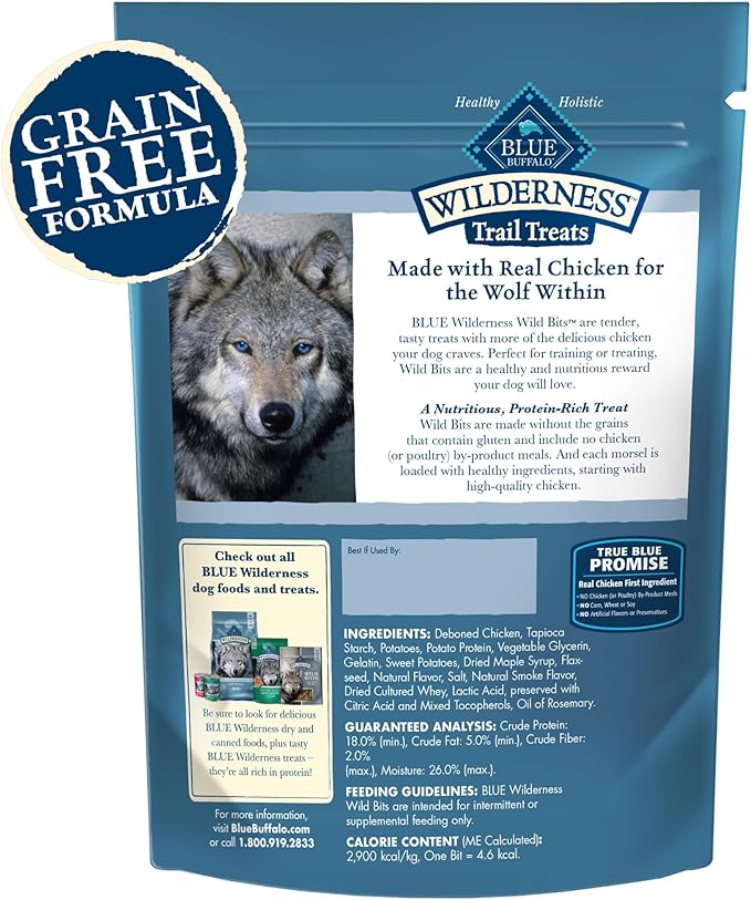 Blue Buffalo Wilderness Wild Bits Soft & Chewy Training Treats for Dogs, Grain-Free, Chicken Recipe, 10-oz. Bag