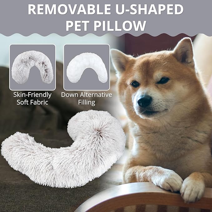 Dog Claming Pillow for Large Dogs, Ultra Soft Faux Fur Dog Neck Pillow Improve Anxiety Relief Sleeping Improve, Machine Washable Pet Pillow for Dogs & Cats, Pet Calming Toy (18"x12"x4")