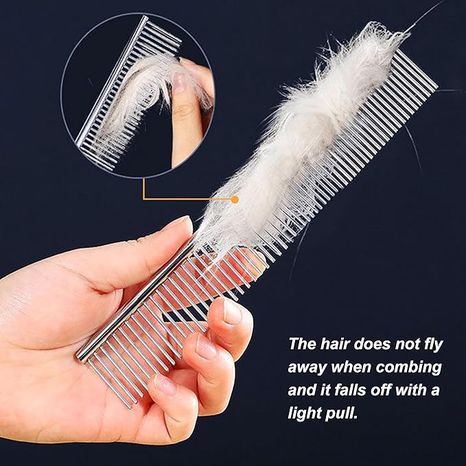 3 Pack Metal Comb For Dogs,Cat Grooming Comb,Dog Combs,Doodle Comb,Shedding Comb,For Professional Grooming Tool For Long And Short Haired Dog,Cat And Other Pets. (Large Medium Small)