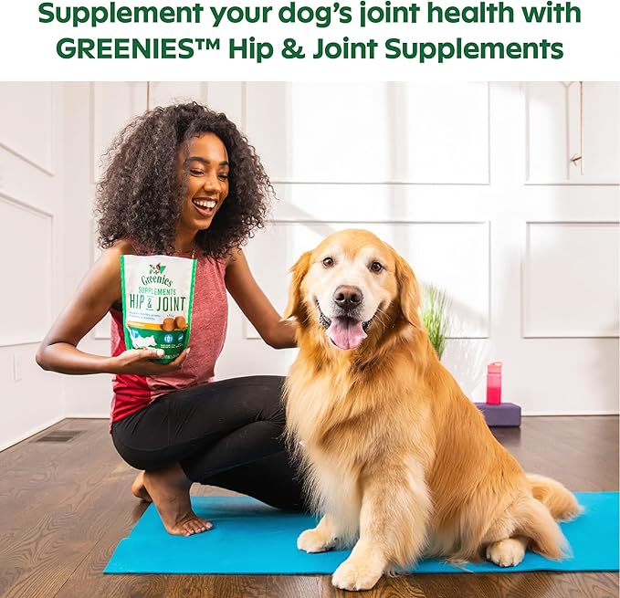 GREENIES Supplements Hip & Joint Supplements for Dogs With Glucosamine and Chondroitin, 80 Count Chicken-Flavor Soft Chews Dog Joint Supplements