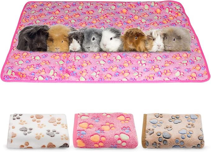 BWOGUE Guinea Pig Blanket, 3 Pack Small Animal Soft Warm Pet Fleece Blankets Sleep Mat Pad Cover Flannel Throw for Hamster Guinea Pig Rabbit Dog Cat Chinchilla Hedgehog