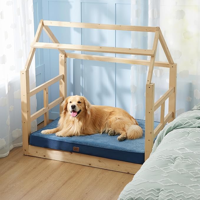 Bedsure Orthopedic Dog Bed for Extra Large Dogs - XL Memory Foam Dog Beds, 2-Layer Thick Pet Bed with Removable Washable Cover and Waterproof Lining (44x32x4 Inches), Navy