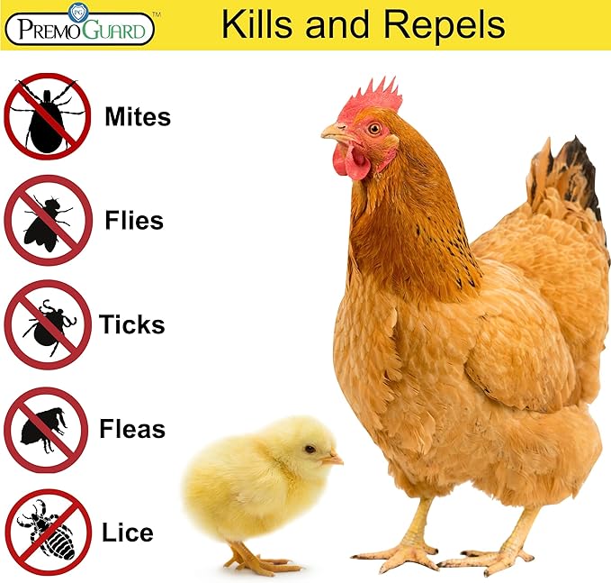 Poultry Spray by Premo Guard – 32 oz – Treat Mites, Fleas, Flies, and Lice – Fast Acting & Effective – Chicken, Turkey, Waterfowl, and Birds – Best Natural Protection for Control & Prevention