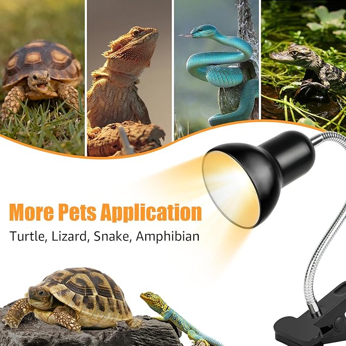 Reptile Heat Lamps, UVA/UVB Turtle Lamp,Turtle Aquarium Light Bulbs, Heating Lamps with Cycle Timer, 360° Rotatable Heat Lamp for Lizard Turtle Snake Aquarium Aquatic Plants,2 Heat Bulbs E27 110V