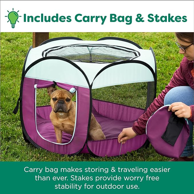 Furhaven Pop Up Playpen Pet Tent Playground - Gray Pebbles, Medium