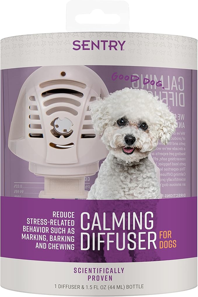 Sentry Calming Diffuser for Dogs, Plug-in Dog Pheromone Diffuser, Reduces Barking, Chewing, Anxiousness, and Other Stress-Induced Behaviors, 30-Day Release