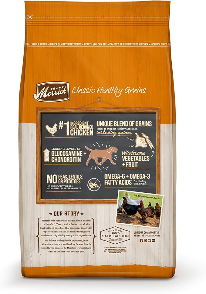 Merrick Healthy Grains Premium Adult Dry Dog Food, Wholesome And Natural Kibble With Chicken And Brown Rice - 25.0 lb. Bag