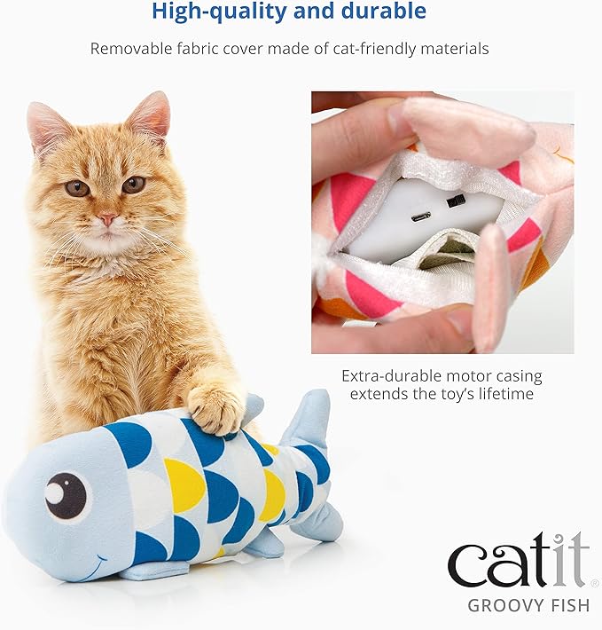 Catit Groovy Fish Interactive Cat Toy with Catnip, Pink