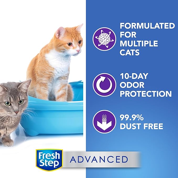 Fresh Step Advanced Multi-Cat Clumping Litter With Febreze Freshness, Fresh Step Clumping Cat Litter Extra Strength Formula With Guaranteed Odor Control, 37 lbs. (2 x 18.5 lb. Box)