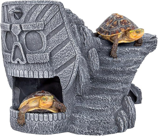 REPTI ZOO Pharaoh Reptile Hide Cave, Reptile Hideout for Turtle, Bearded Dragon,Gecko, Lizard, Ball Python | Large Reptile Habitat Terrarium Tank Decor Accessorie