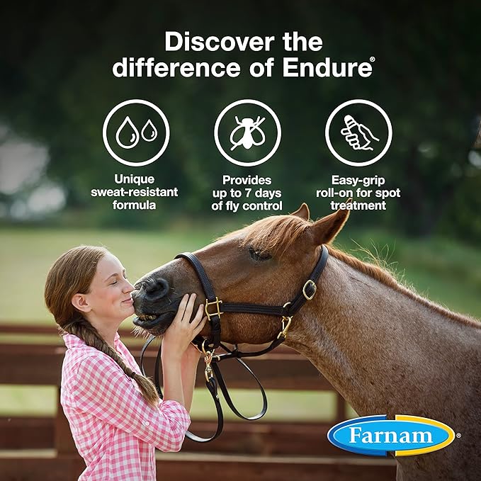 Farnam Endure Roll-On Fly Repellent for Horses, for Sensitive Areas, 3 Ounces (Pack of 2)