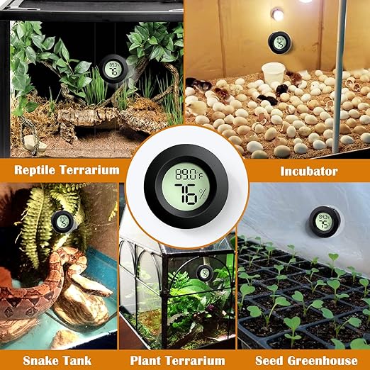 Palksky Reptile Thermometer and Humidity Gauge 2 PCS for Bearded Dragon, Jumping Spider, Leopard Gecko, Hermit Crab, Gecko, Ball Python, Lizard, Reptile Tank Accessories