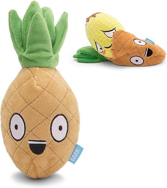 Barkbox 2 in 1 Interactive Plush Dog Toy - Rip and Reveal Dog Toy for Large Dogs - Stimulating Squeaky Pet Enrichment and Puppy Toys | Penny The Pineapple (Large)