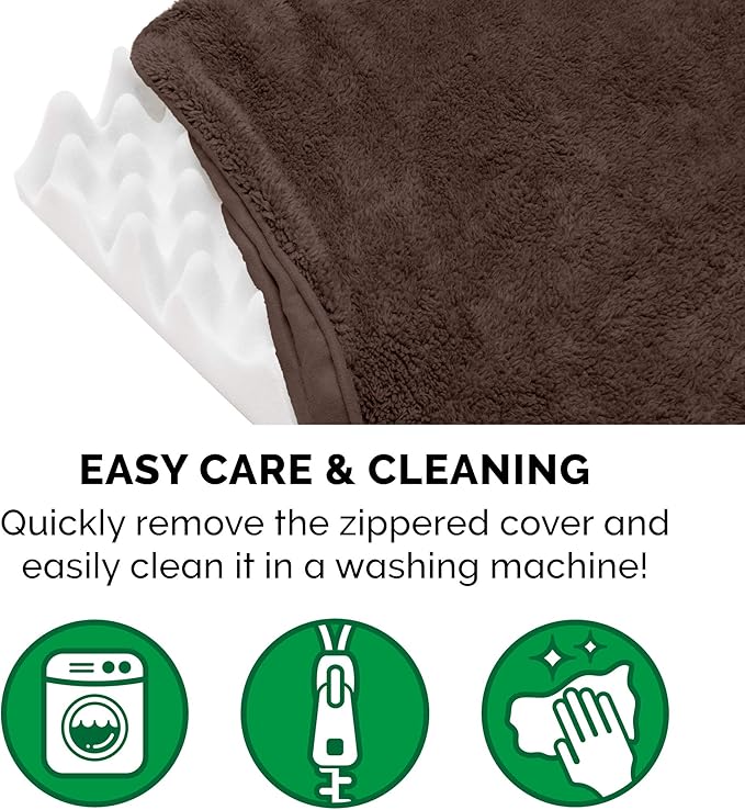 Furhaven Orthopedic Dog Bed for Large/Medium Dogs w/ Removable Washable Cover, For Dogs Up to 55 lbs - Terry & Suede Mattress - Espresso, Large