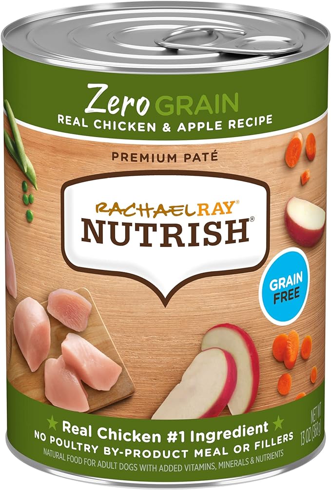 Rachael Ray Nutrish Zero Grain Premium Pate Wet Dog Food, Chicken Recipe, 13 Ounce Can (Pack of 12)