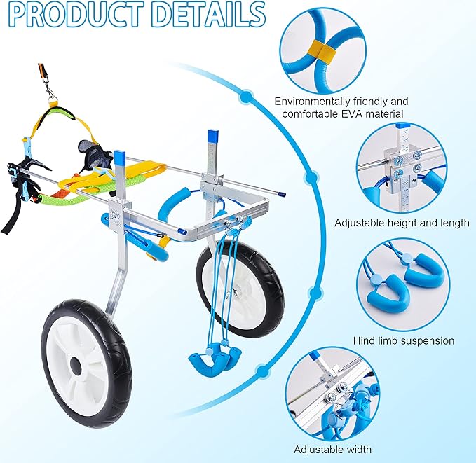 Adjustable Dog Wheelchair for Back Legs| Pet Wheelchairs with Disabled Hind Legs Walking|Stabel & Light Weight (7-Size) (L)