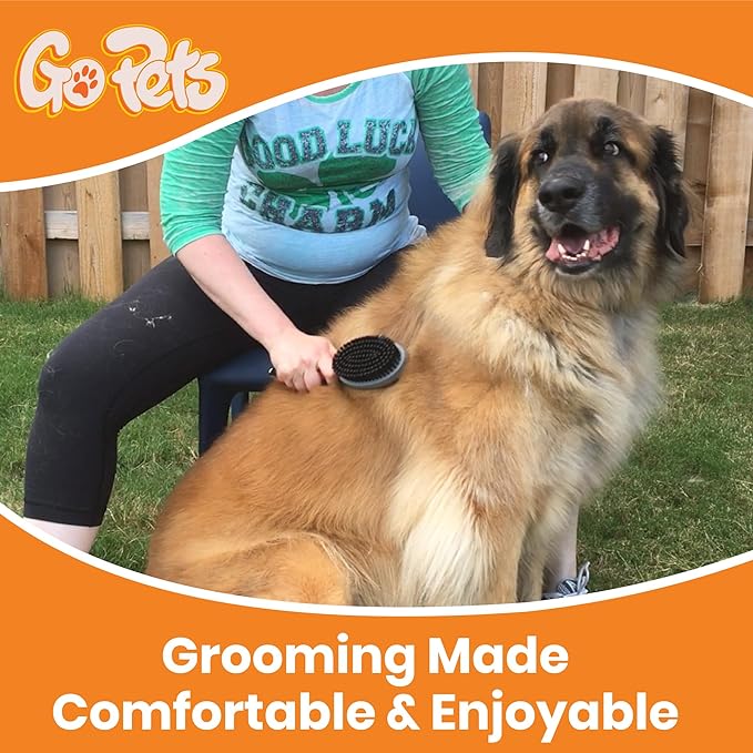 GoPets Professional Double-Sided Pin & Bristle Brush: Pet Grooming Comb, Dogs & Cats of All Breeds, Removes Shedding, Dirt, & Mats from Short, Medium, or Long Hair, Ergonomic Handle Comfortable