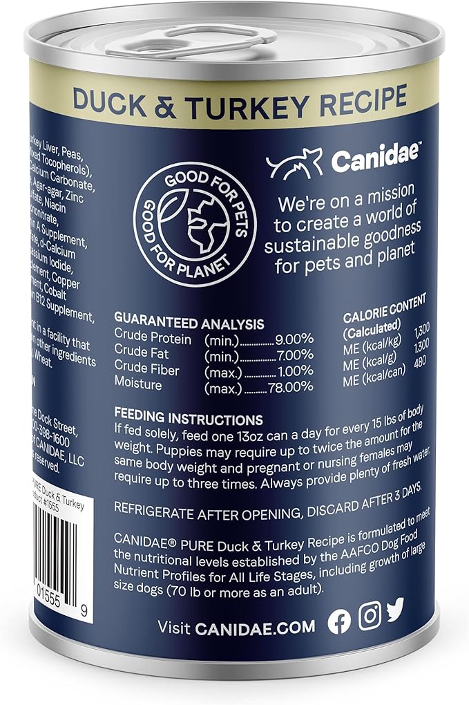 CANIDAE® PURE Duck & Turkey Recipe Dog Wet (12) 13 oz., Blue