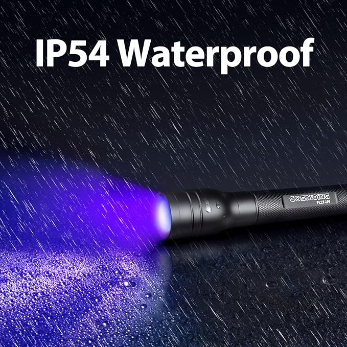 395nm UV Flashlight, Zoomable Pen Blacklight Flashlight with 2xAA Battery Ultraviolet Flashlight Pet Urine Detector for Cat Dog Stains, Scorpion, Bed Bug