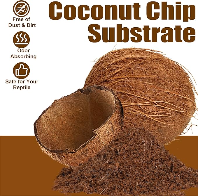 winemana Coconut Fiber Substrate for Reptiles, 10 Quart Coconut Bedding for Reptile Terrarium Tanks Tarantula Tortoises Lizards