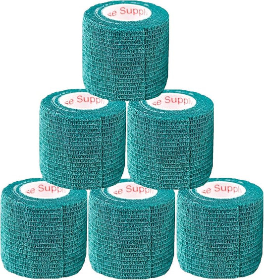 2 Inch Vet Wrap Tape Bulk (Hunter Green) (Pack of 6) Self Adhesive Adherent Adhering Flex Bandage Grip Roll for Dog Cat Pet Horse