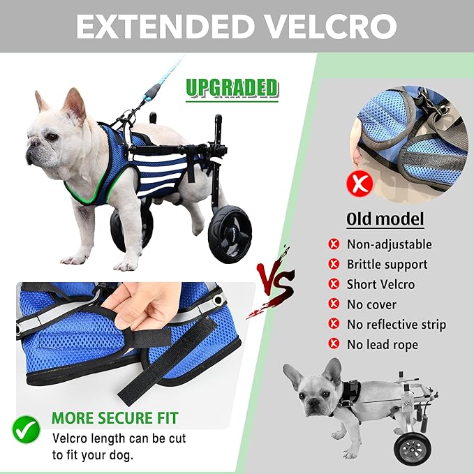 2024 Upgraded Dog Wheelchair for Back Legs Small Wheelchair for Dogs with Disabled Hind Legs Walking Adjustable Dog Carts with Heavy duty Wheels & Patented