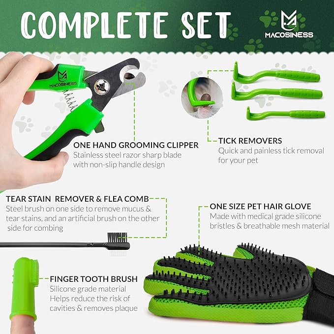 Pet Grooming Hammock for Nail Trimming - Complete Groomers Helper Set for Pet - Dog Grooming Hammock with Hook - Cat Nail Clipper - Dog Hammock for Nail Clipping (M, Lime with black paws)