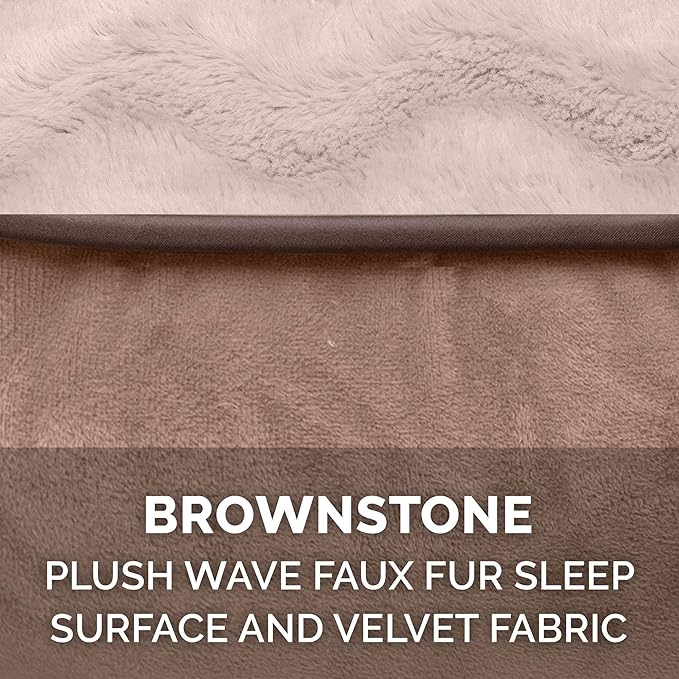 Furhaven Orthopedic Dog Bed for Medium/Small Dogs w/ Removable Bolsters & Washable Cover, For Dogs Up to 35 lbs - Plush & Velvet Waves Perfect Comfort Sofa - Brownstone, Medium
