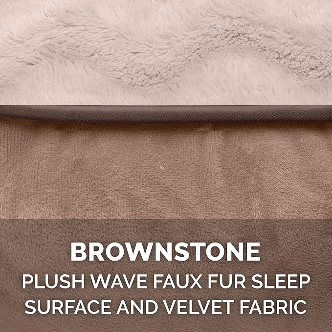 Furhaven Orthopedic Dog Bed for Large Dogs w/ Removable Bolsters & Washable Cover, For Dogs Up to 95 lbs - Plush & Velvet Waves Perfect Comfort Sofa - Brownstone, Jumbo/XL