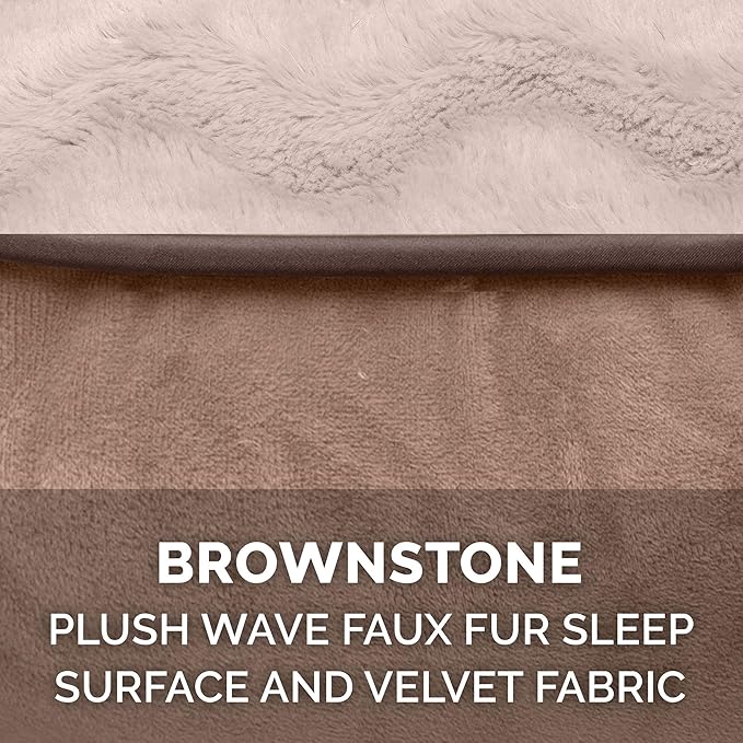 Furhaven Replacement Dog Bed Cover Perfect Comfort Plush & Velvet Waves Sofa-Style, Machine Washable - Brownstone, Jumbo Plus (XX-Large)