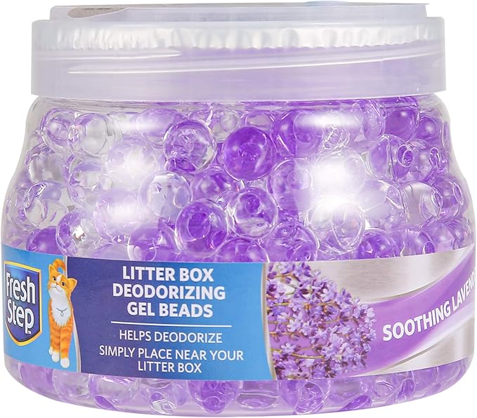 Fresh Step Litter Box Deodorizing Gel Beads in Soothing Lavender Scent | Deodorizing Gel Beads Air Freshener for Pet Smells from Litter Box | 12 oz Pet Odor Eliminating Gel Beads to Freshen Air