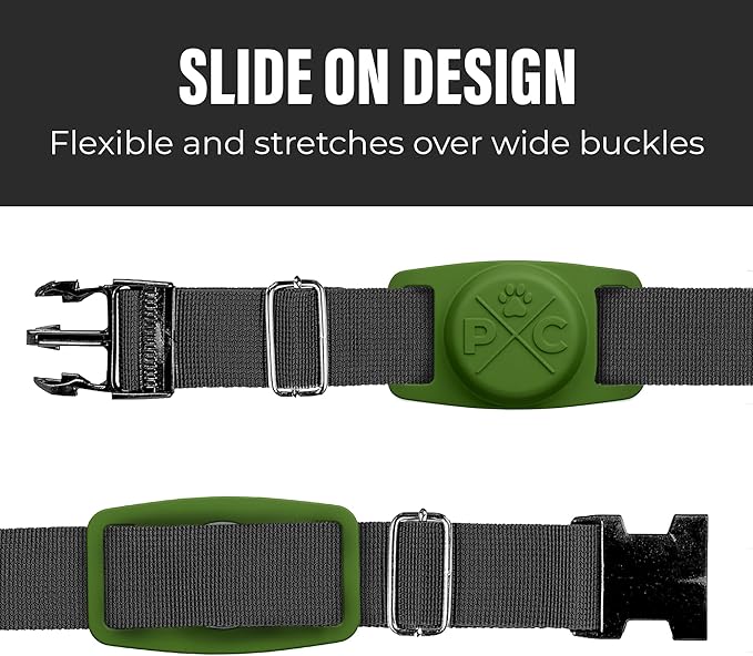 Pup Culture AirTag Dog Collar Holder, Extra-Durable, Lightweight, and Protective AirTag Case for Dog Collar - Track Your Pet Using an Apple AirTag - Dog Collar AirTag Holder- Green 1.5 Inch Collar