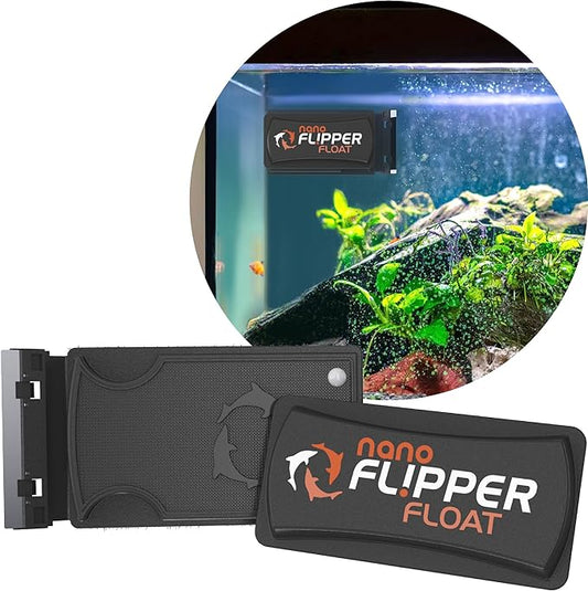 FL!PPER Cleaner Float - 2-in-1 Floating Magnetic Aquarium Glass Cleaner - Fish Tank Cleaner - Scrubber & Scraper Aquarium Cleaning Tools - Floating Fish Tank Cleaner, Nano