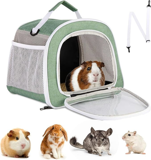 Guinea Pig Travel Carrier Bag,Portable Small Animal Carrier Pouch for Hamster Chinchilla Rabbit Bunny Gerbil Hedgehog Sugar Glider Hedgehog Outgoing Travel Carrying Bag (with two pads)