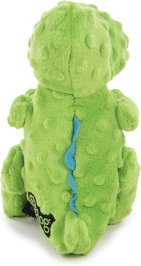 goDog Dinos T-Rex Squeaky Plush Dog Toy, Chew Guard Technology - Green, Large