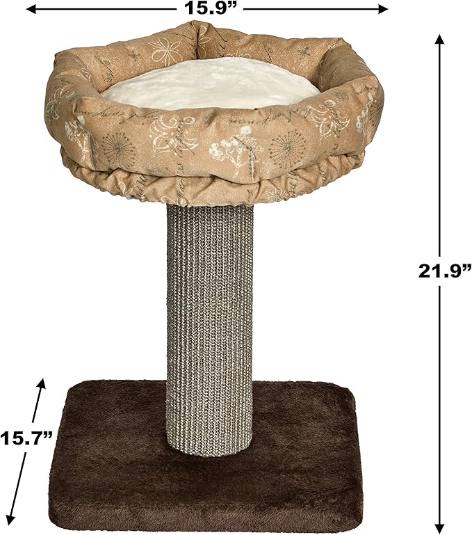 Midwest Homes for Pets 21.86-Inch Feline Nuvo "Terrace" Fashionable Cat Tree with Removable Lounging Cat Bed, Brown & Tan (139T-TN)